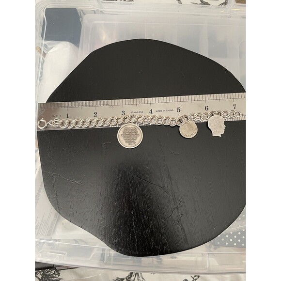 Vintage Sterling Silver Charm Bracelet with 3 Charms weighing 18 Grams~7" - Picture 10 of 13